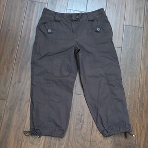 Ann Taylor LOFT Dark Brown ANN Cropped Pants with drawstring cuffs size 8